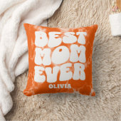 パーソナライズされた最高のママエバーオレンジ絞り染め クッション (ブランケット)