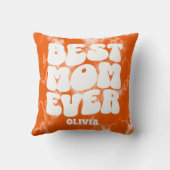 パーソナライズされた最高のママエバーオレンジ絞り染め クッション (裏面)