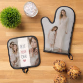 パーソナライズされた最高のママエバーオーブンミット&ポットホルダー 鍋つかみ&鍋敷きセット (トップダウン)