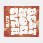 パーソナライズされた最高のママエバーブラウン絞り染め フリースブランケット (正面(横))