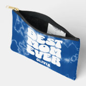 パーソナライズされた最高のママエバーブルー絞り染め アクセサリーポーチ (見開き)