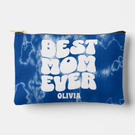 パーソナライズされた最高のママエバーブルー絞り染め アクセサリーポーチ