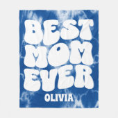 パーソナライズされた最高のママエバーブルー絞り染め フリースブランケット (正面)
