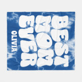 パーソナライズされた最高のママエバーブルー絞り染め フリースブランケット (正面(横))