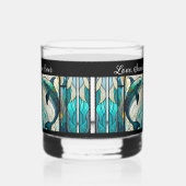 パーソナライズされた最高のマママエバーブルーとティール（緑がかった色）ドルフィン ウイスキーグラス (左)