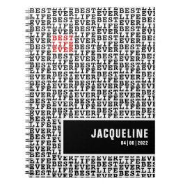 パーソナライズされた最高のライフ白黒赤 ノートブック