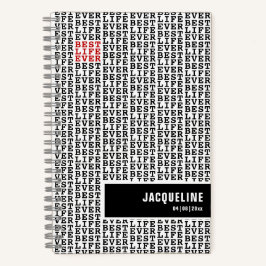 パーソナライズされた最高のライフ白黒赤 ノートブック
