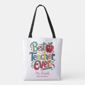 パーソナライズされた最高の先生カラフル トートバッグ (裏面)