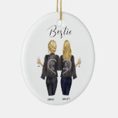 パーソナライズされた最高の友ポートレート セラミックオーナメント (右)