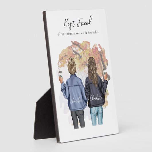 パーソナライズされた最高の友ポートレート – 秋のプラーク フォトプラーク (側面)