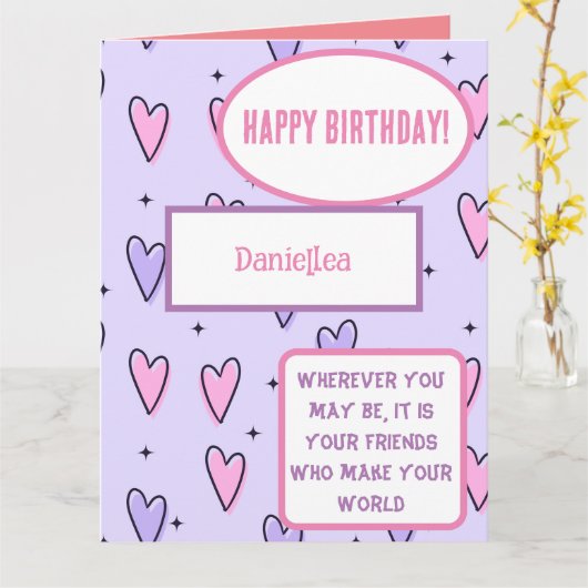 パーソナライズされた最高の友引用文誕生日カード カード (黄色い花)