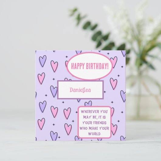 パーソナライズされた最高の友引用文誕生日カード カード (スタンド正面)