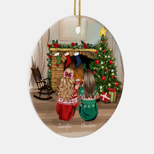 パーソナライズされた最高の友達のクリスマスアイディア セラミックオーナメント (右)