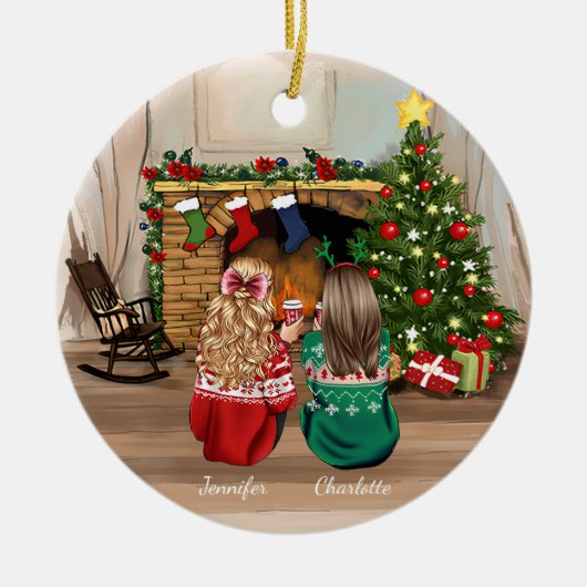 パーソナライズされた最高の友達のクリスマスアイディア セラミックオーナメント (正面)