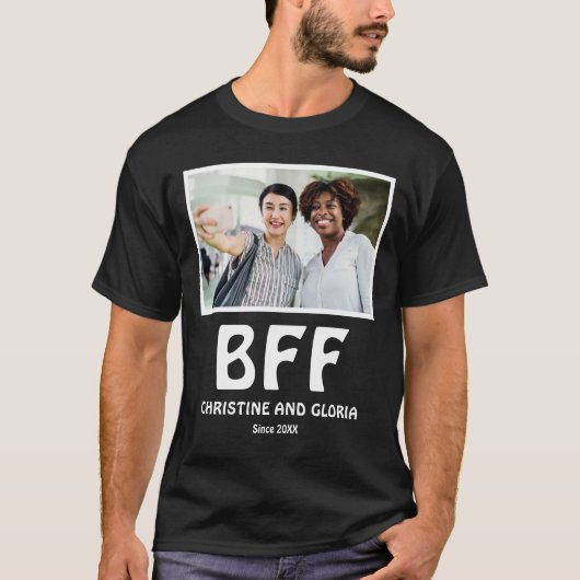 パーソナライズされた最高の友達は永遠にbff写真 tシャツ (正面)