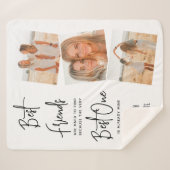 パーソナライズされた最高の友達3写真フレンドシップ シェルパブランケット (正面(横))