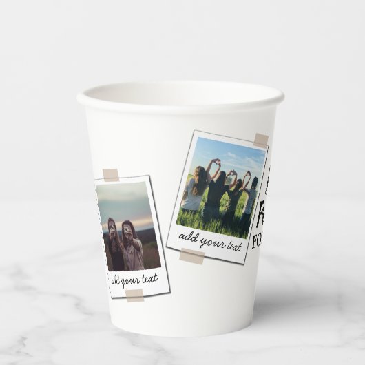 パーソナライズされた最高の友達4写真カスタムコラージュ 紙コップ (正面)