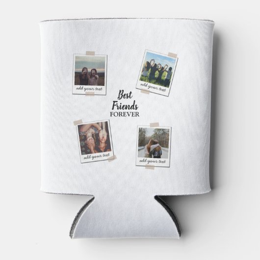 パーソナライズされた最高の友達4写真カスタムコラージュ 缶クーラー (正面)