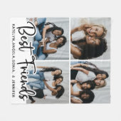 パーソナライズされた最高の友達4 Photo Collage フリースブランケット (正面(横))