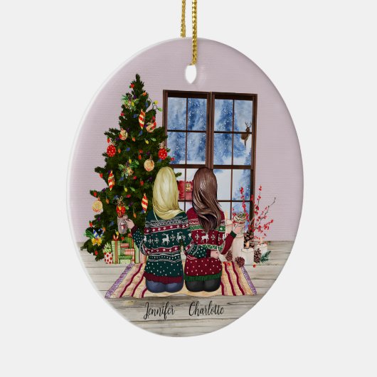 パーソナライズされた最高の友達 セラミックオーナメント (右)