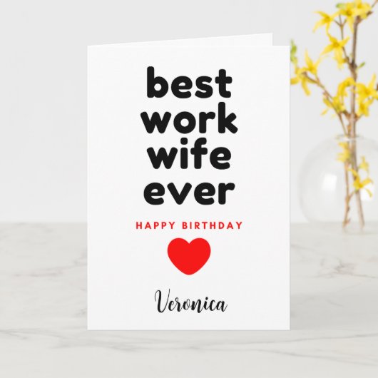 パーソナライズされた最高の妻誕生日 カード (黄色い花)