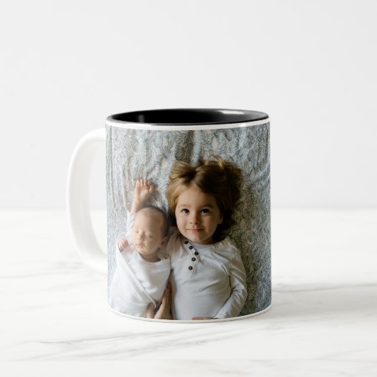 パーソナライズされた最高の母のハート写真コーヒーマグ ツートーンマグカップ (正面左)