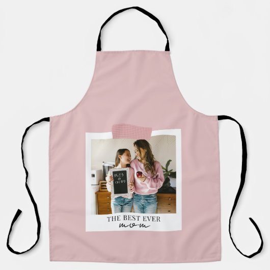 パーソナライズされた最高の母の写真 | ピンク エプロン (正面)