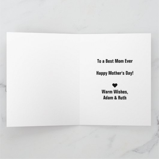 パーソナライズされた最高の母の日に母の日を撮影 カード (内部)