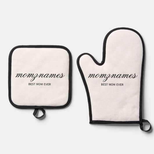 パーソナライズされた最高の母の書名 鍋つかみ&鍋敷きセット (正面)