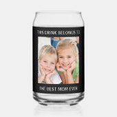 パーソナライズされた最高の母の黒写真 ガラス缶 (正面)