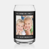 パーソナライズされた最高の母の黒写真 ガラス缶 (裏面)