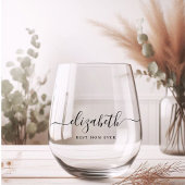 パーソナライズされた最高の母は常にモノグラムのスクリプト ステムなしワイングラス