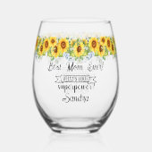 パーソナライズされた最高の母は…ひまわり ステムなしワイングラス (裏面)
