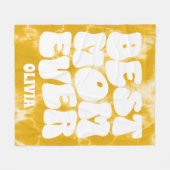 パーソナライズされた最高の母エバーイエロー絞り染め フリースブランケット (正面(横))