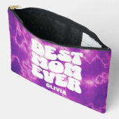 パーソナライズされた最高の母エバーパープル絞り染め アクセサリーポーチ (見開き)