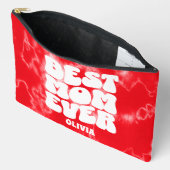 パーソナライズされた最高の母エバーレッド絞り染め アクセサリーポーチ (見開き)