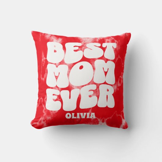 パーソナライズされた最高の母エバーレッド絞り染め クッション (正面)