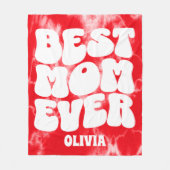 パーソナライズされた最高の母エバーレッド絞り染め フリースブランケット (正面)