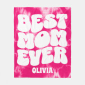 パーソナライズされた最高の母絞り染め フリースブランケット (正面)