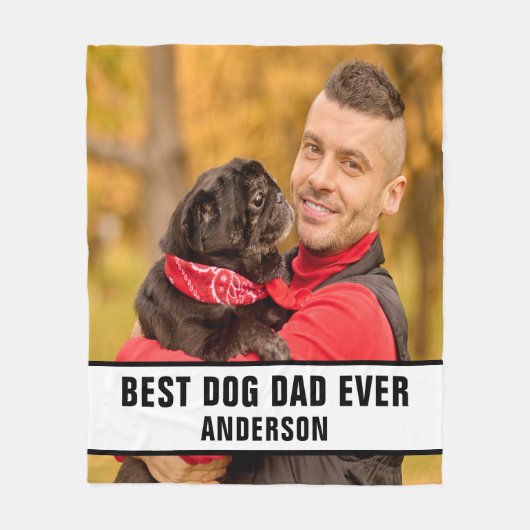 パーソナライズされた最高の犬のパパエバカスタムー写真 フリースブランケット (正面)