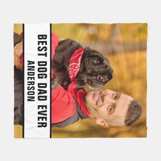パーソナライズされた最高の犬のパパエバカスタムー写真 フリースブランケット (正面(横))