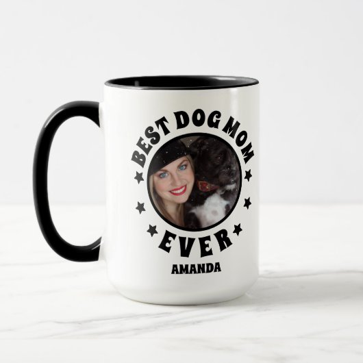 パーソナライズされた最高の犬の母の写真カスタム写真 マグカップ (左)
