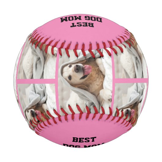 パーソナライズされた最高の犬の母 野球ボール (裏面)