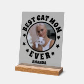 パーソナライズされた最高の猫の母が霜で覆われた アクリルサイン (傾斜)