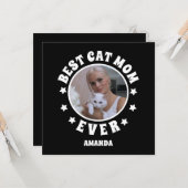 パーソナライズされた最高の猫の母の写真カスタム カード (正面/裏面インサイチュ)