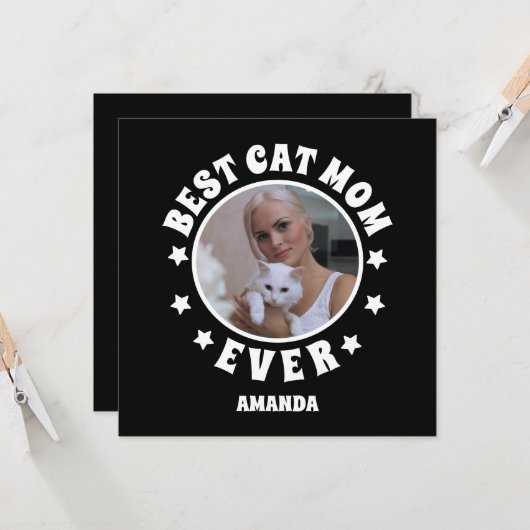 パーソナライズされた最高の猫の母の写真カスタム カード (正面/裏面インサイチュ)