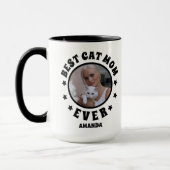 パーソナライズされた最高の猫の母の写真カスタム マグカップ (左)