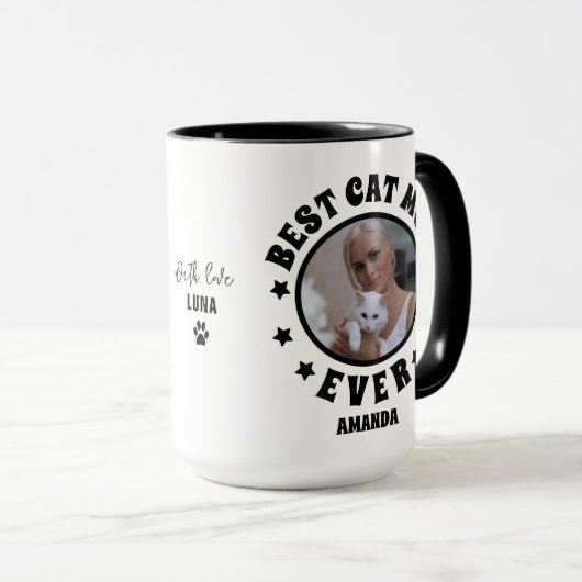 パーソナライズされた最高の猫の母の写真カスタム マグカップ (正面右)