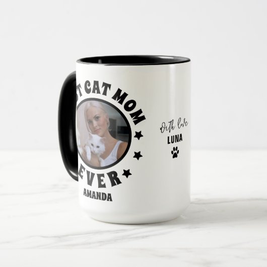 パーソナライズされた最高の猫の母の写真カスタム マグカップ (正面左)
