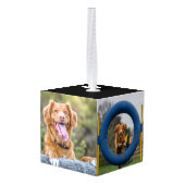 パーソナライズされた最高のDog Mom写真クリスマス キューブオーナメント (裏面アングル)